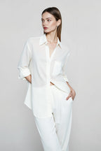 Linen V Neck Relaxed Blouse