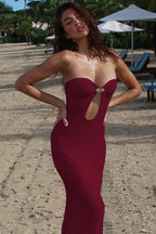 Hook Cut-Out Strapless Party Dress