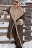 Reversible Faux Fur Long Sleeve Long Overcoat