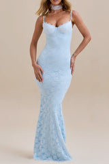 Backless Bodycon Maxi Lace Dress