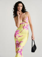 Slim Backless Print Cami Vacation Dress