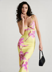 Slim Backless Print Cami Vacation Dress