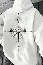 Compass Graphic Kangaroo Pocket Pullover Hoodie
