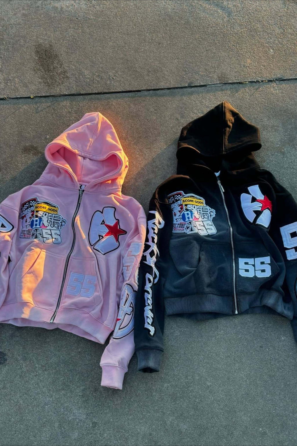 Racing Patch Graphic Cropped Zip Hoodie