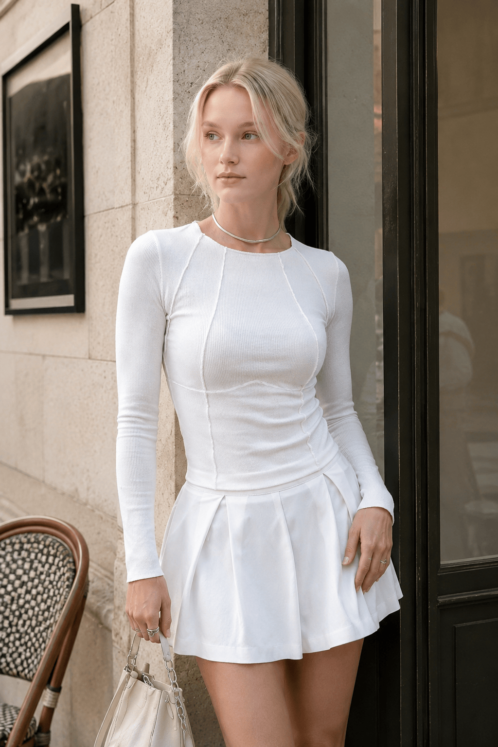 Basic Piping Graceful Long Sleeve Top Secondary image