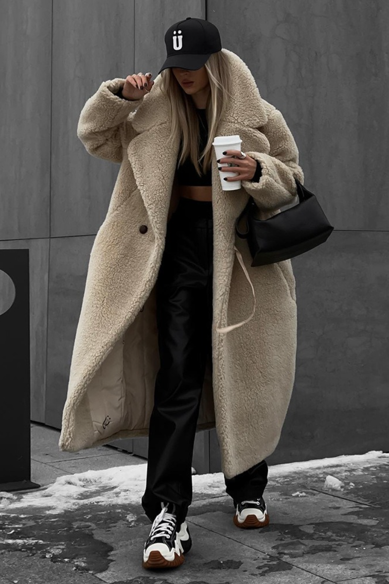 Extended Sherpa Fleece Warm Fuzzy Overcoat Secondary image
