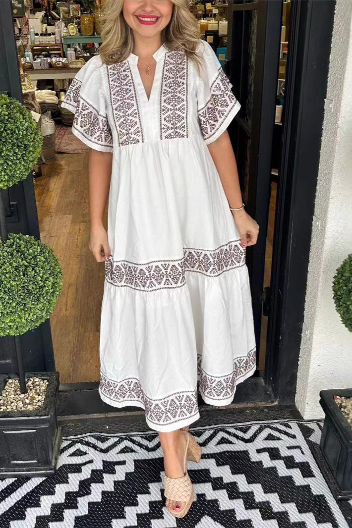 Floral Print Loose Cotton Feel Boho Dress Main image
