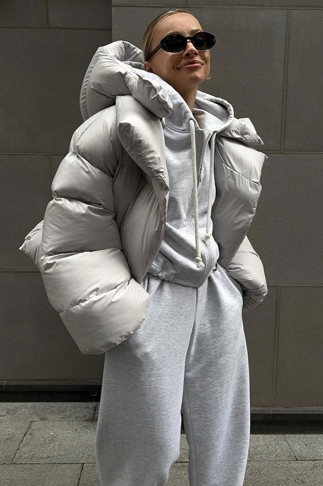 Hooded Cropped Puffer Coat Main image