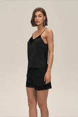 Lace Trim Cami Shorts Pajama Set