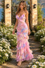 V Neck Ruffled Floral Print Vacation Dress