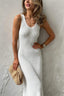 Solid Color Street Style Sleeveless Maxi Knit Elegant Summer Sweater Dress