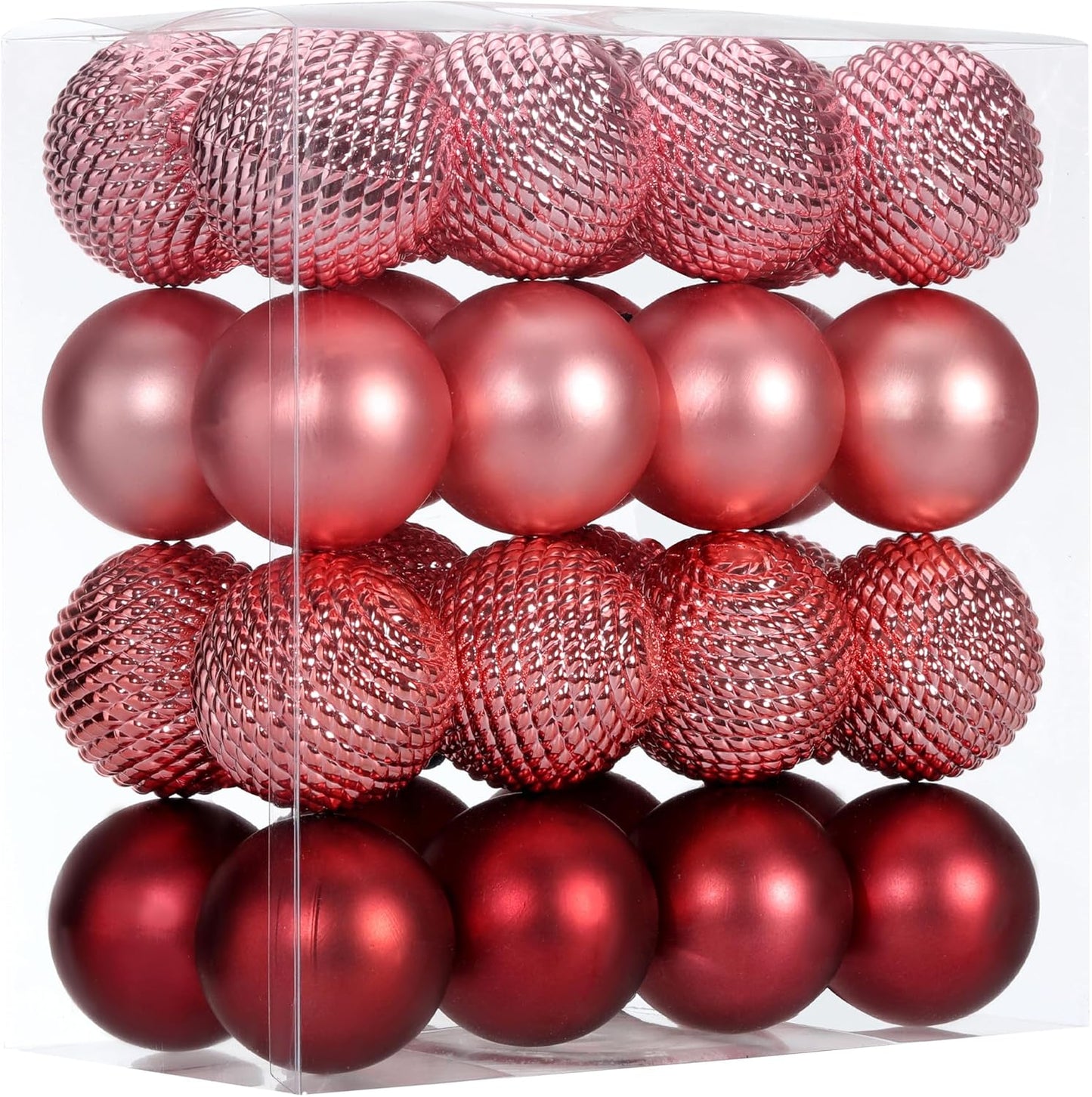 Shatterproof Red Christmas Ball Ornaments - Set of 32 Pieces for Xmas Tree