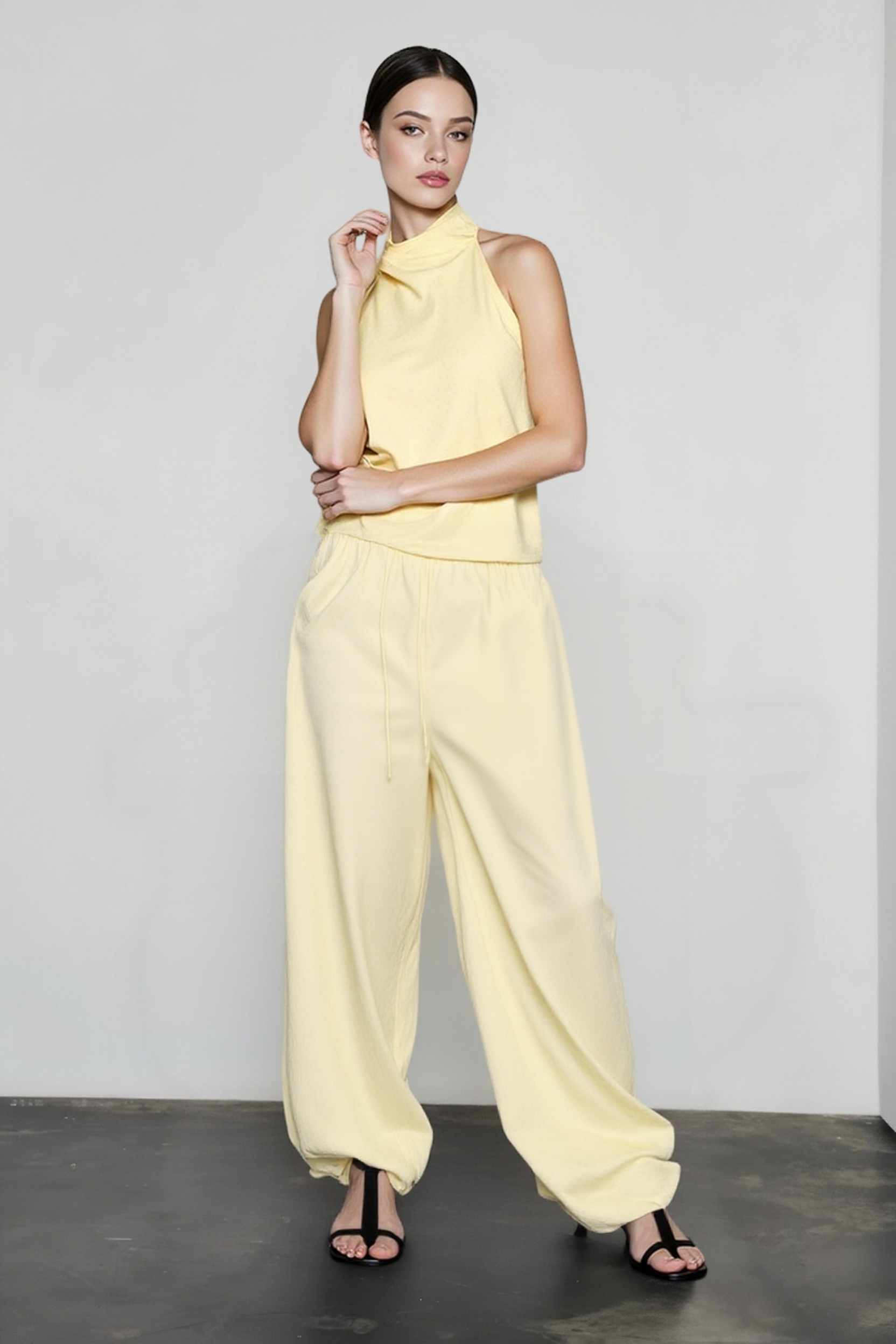 Halter Backless Tie Waist Pants Vacation Set Main image