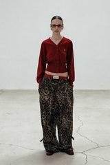 Vintage Red Cropped Cardigan