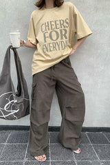 Cotton Oversized Letter Print T-Shirt