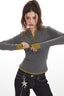 Contrast Collar Layered Fitted Long Sleeve T-Shirt