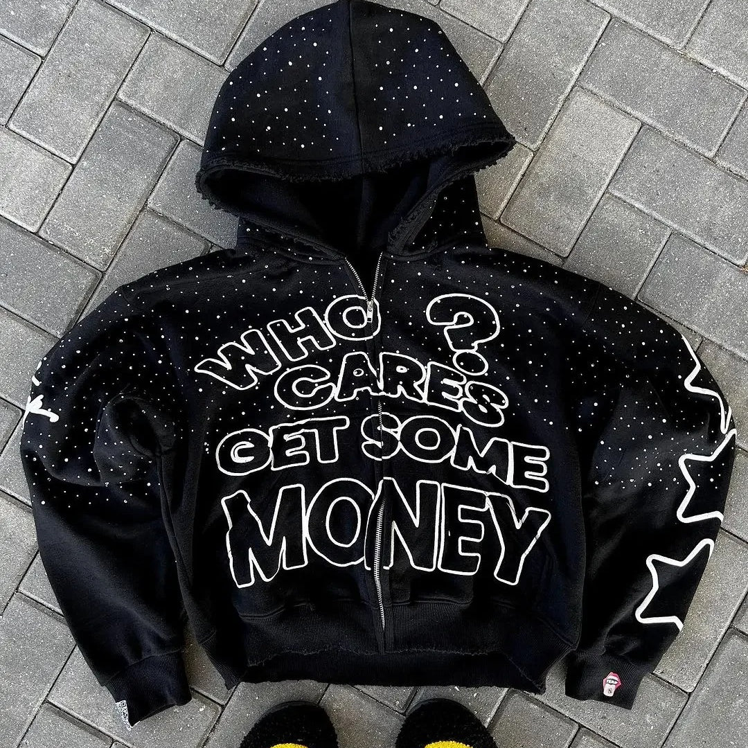 Unisex Goth Print Zip Hoodie Main image