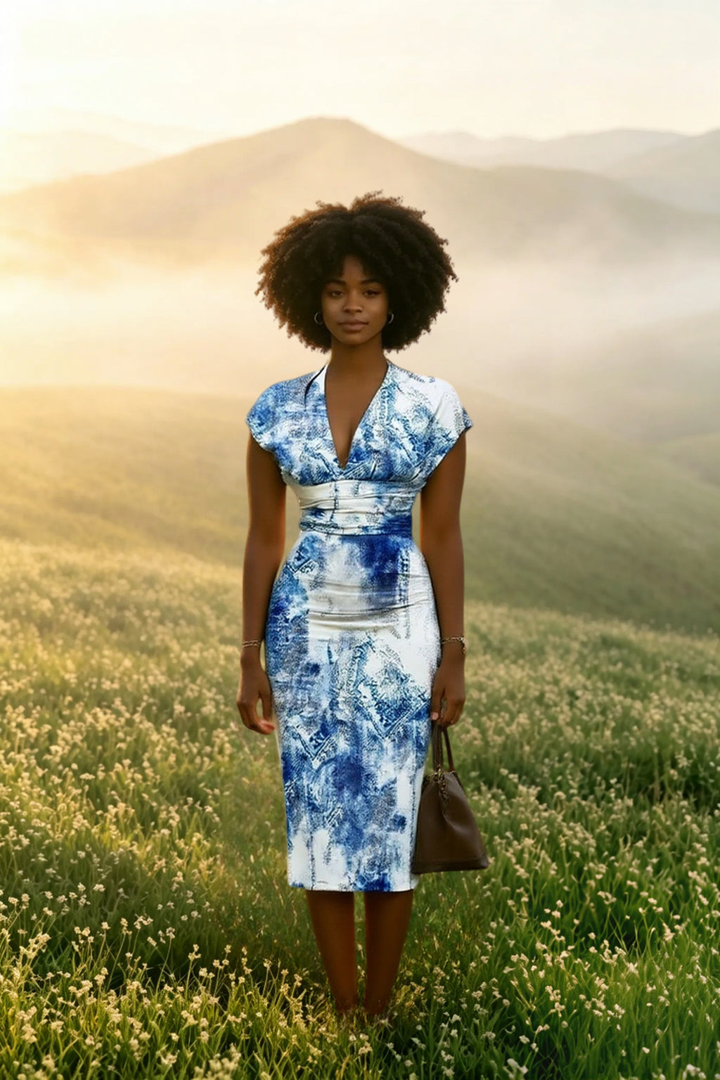 DressBetty - 2024  V Neck Sleeveless Wrap Dress Elegant Plaid Midi Dress