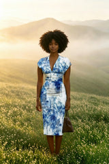 DressBetty - 2024  V Neck Sleeveless Wrap Dress Elegant Plaid Midi Dress