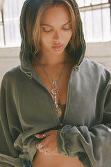 Cropped Raw Hem Hoodie