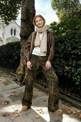 Wide Leg Leopard Print Women Y2K High Waisted Fashion Streetwear Retro Denim Baggy Casual Straight Jean