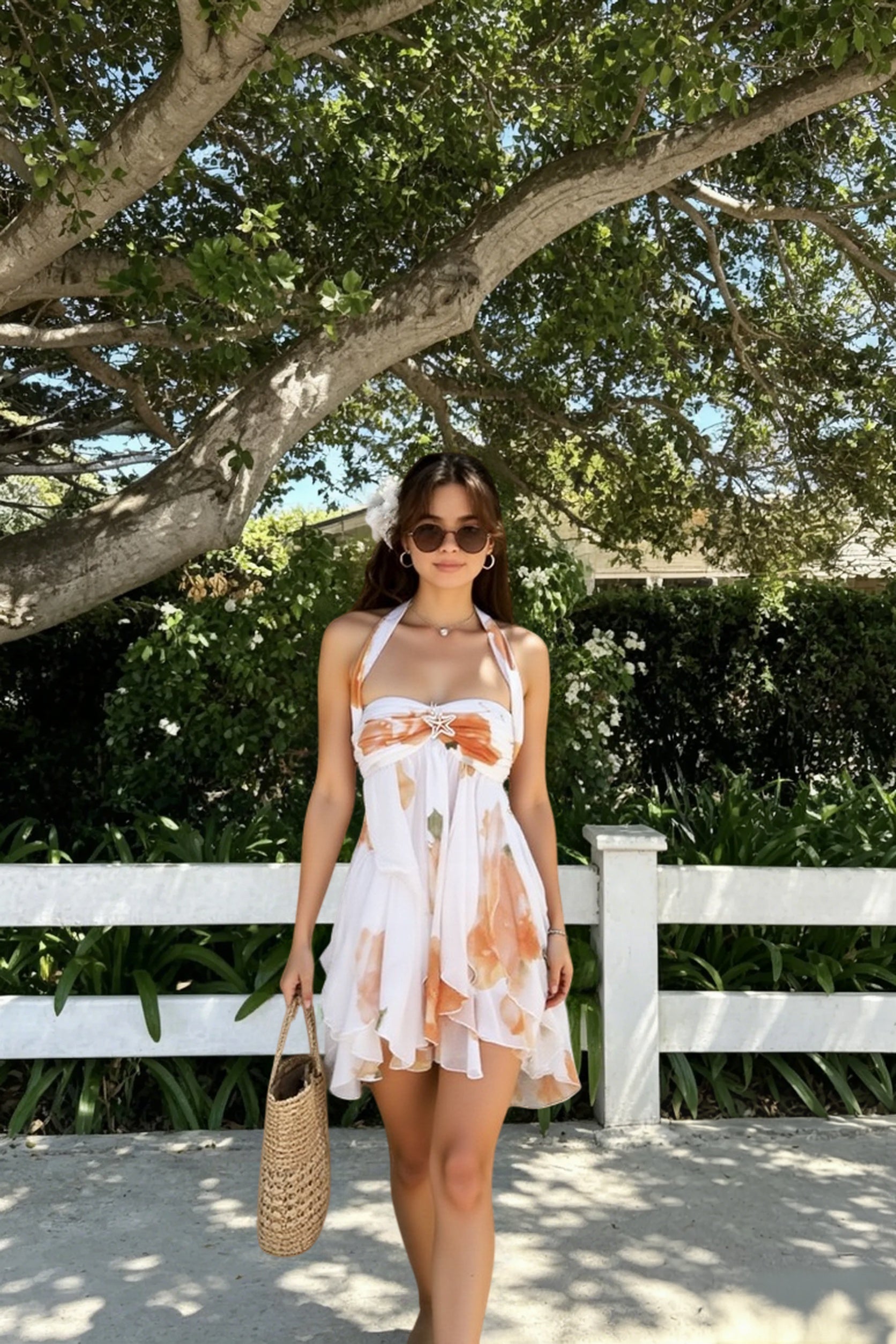 Printed Scarf Collar Mini Dress Secondary image