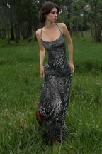 Sexy Leopard Backless Cocktail Slip Dress