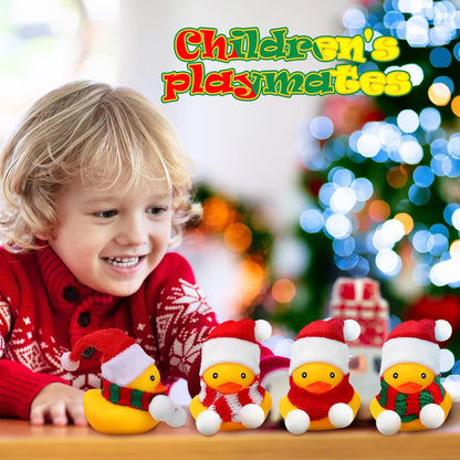 Christmas Mini Rubber Duckies with Hats and Scarf - Set of 12