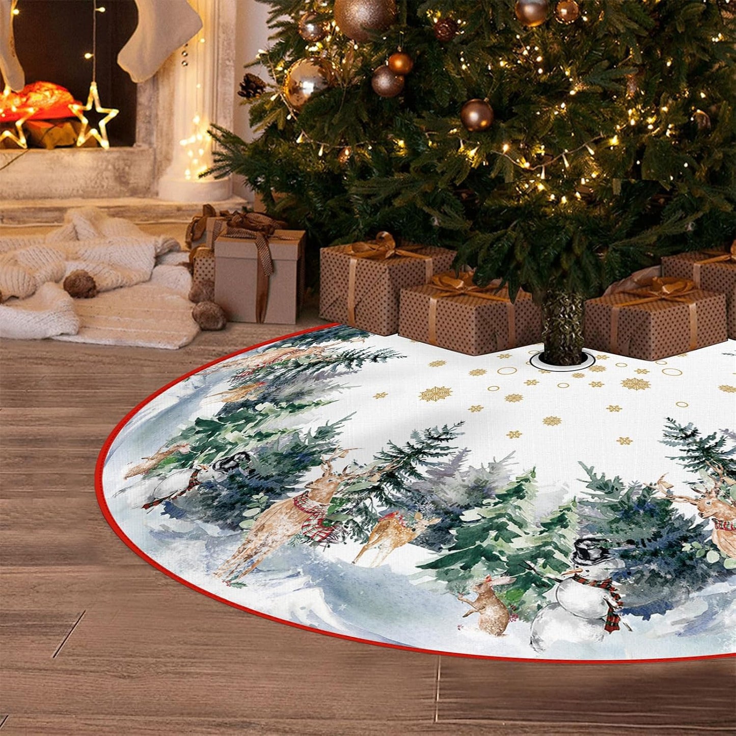 Winter Reindeer Pencil Tree Skirt - 48"