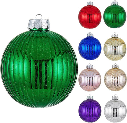 Oversized Shatterproof Plastic Christmas Ball Ornaments - Set of 2 in Champagne Color