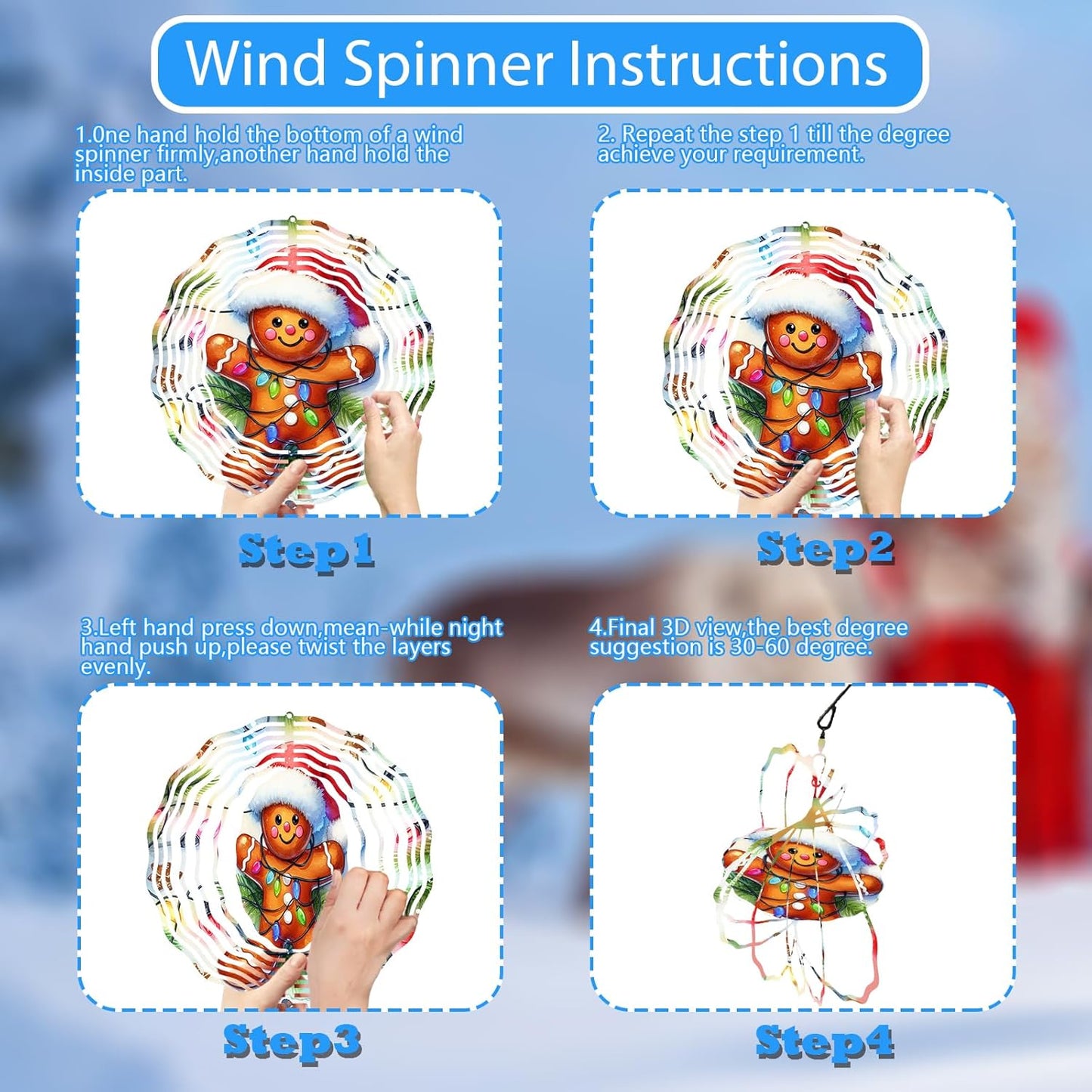 Gingerbread Wind Spinner - Holiday Ornament for Home and Garden Decor