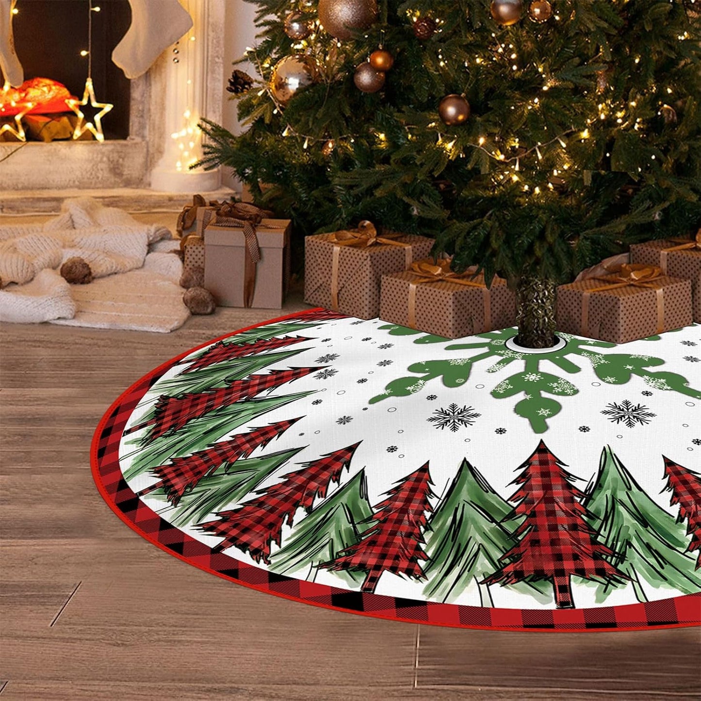 Buffalo Plaid Trees Pencil Tree Skirt - 48"