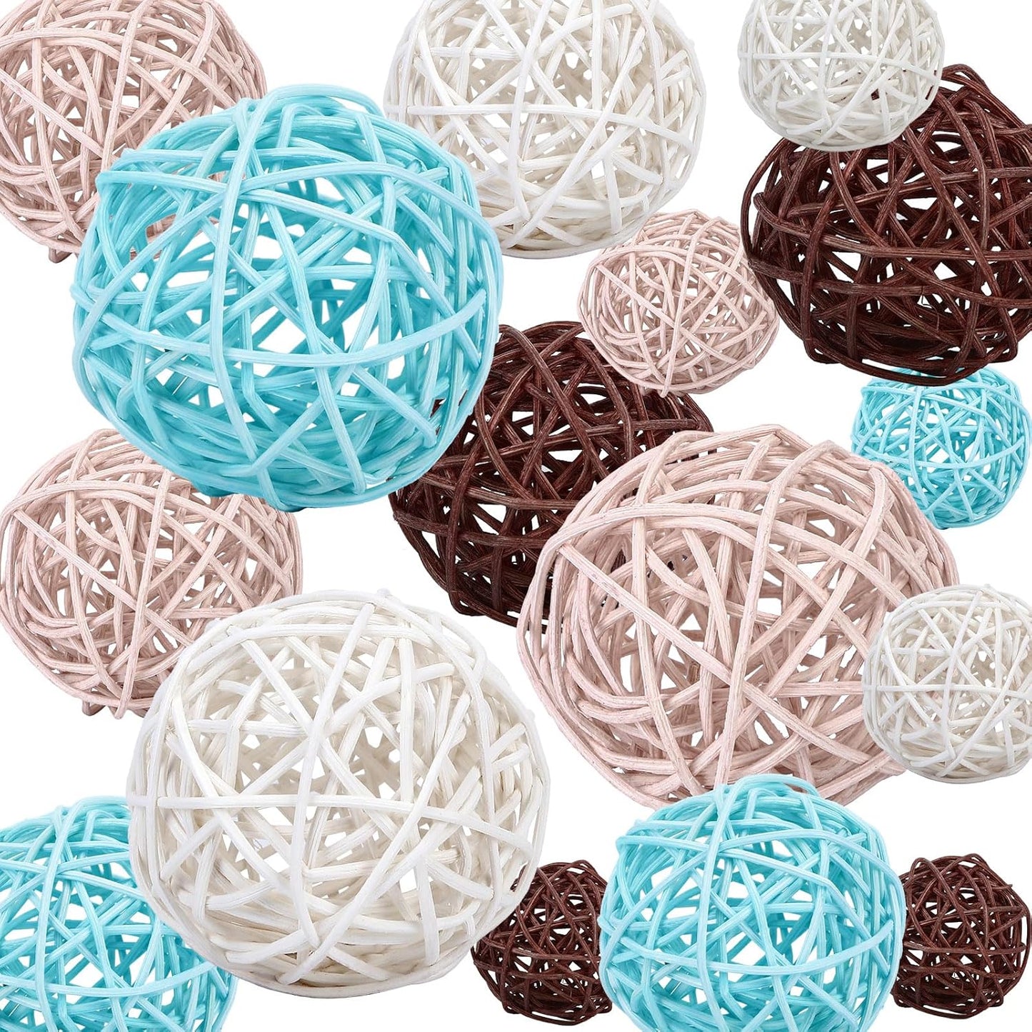 16PCS Wicker Rattan Balls Christmas Ornaments Wedding Party Decor - Red Green White