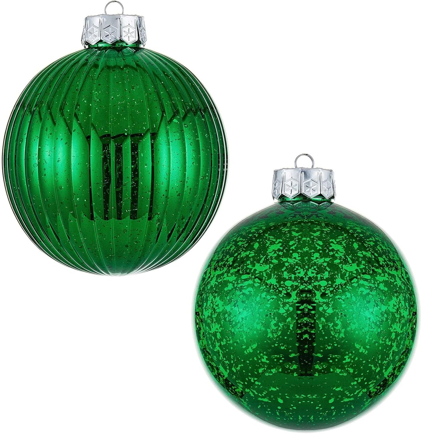 Oversized Shatterproof Plastic Christmas Ball Ornaments - Set of 2 in Champagne Color