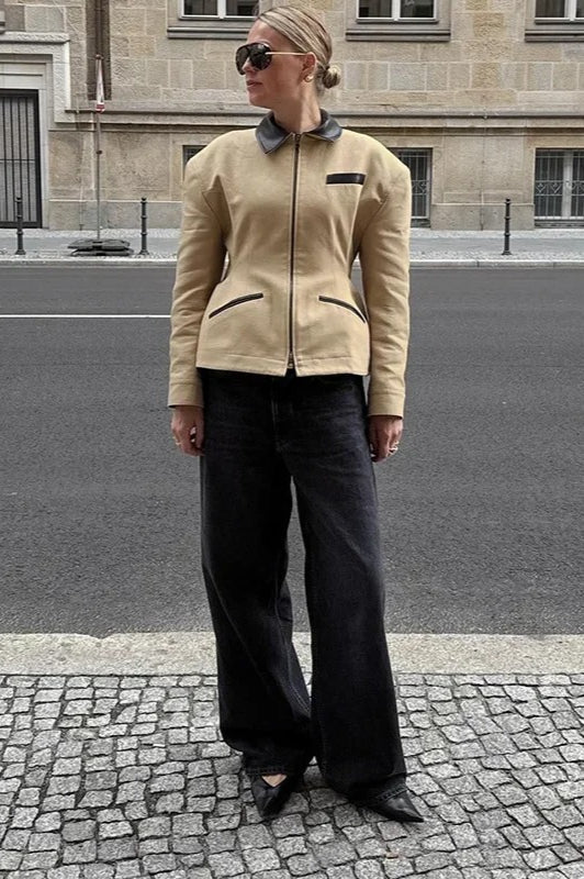 Waist Cinched Colorblock Jacket Secondary image