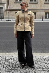Waist Cinched Colorblock Jacket