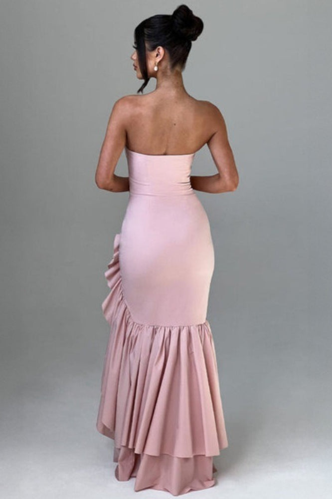 Off Shoulder Strapless Asymmetric Prom Dress Secondary image
