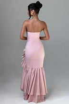 Off Shoulder Strapless Asymmetric Prom Dress