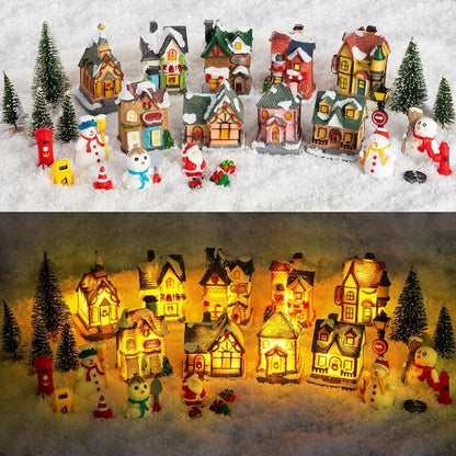 LED Christmas Light Up Village Houses - Set of 30, Cute Style