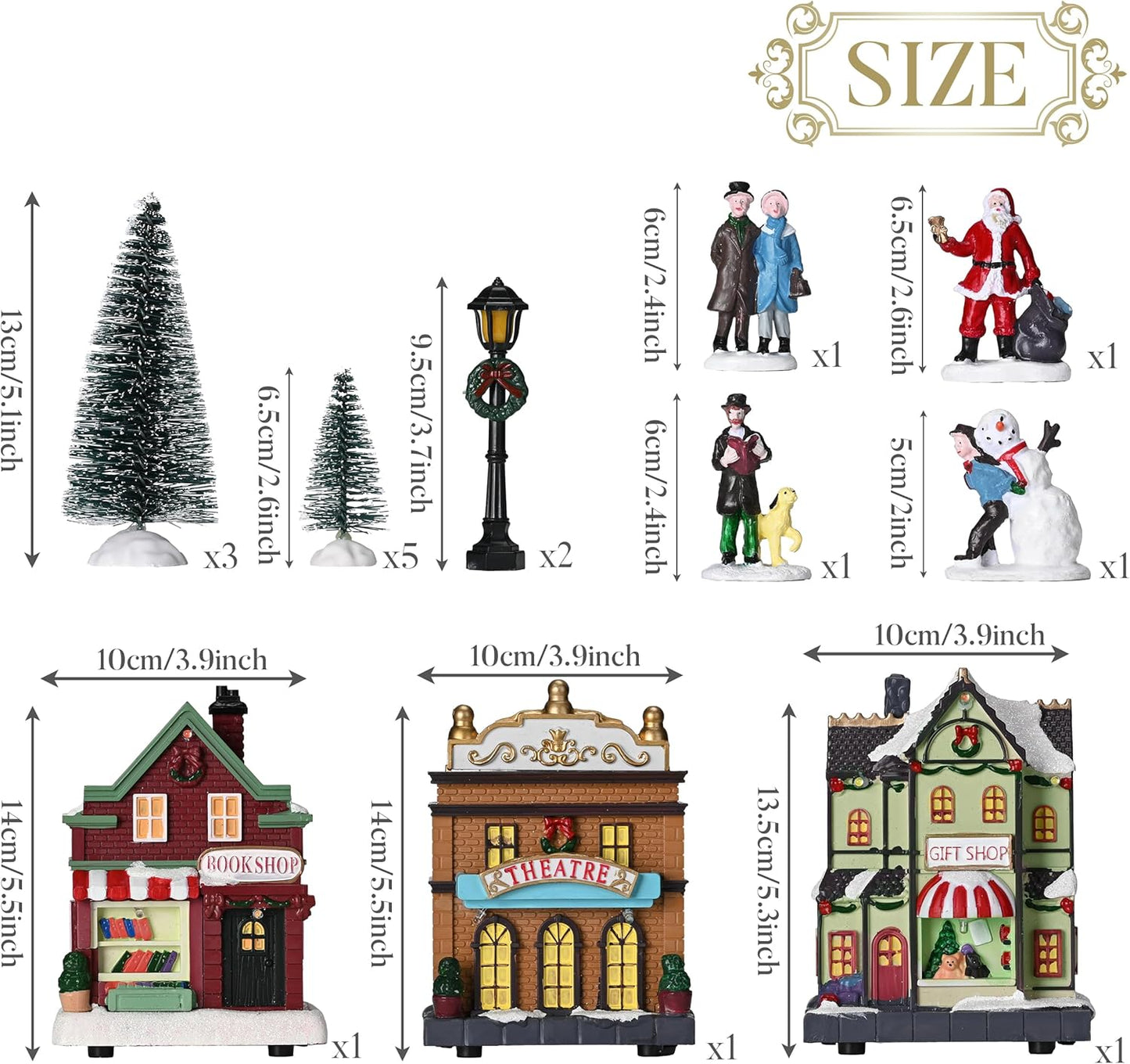 Battery Operated Christmas Village Set - DIY Tabletop Decor Collection (17 PCS)