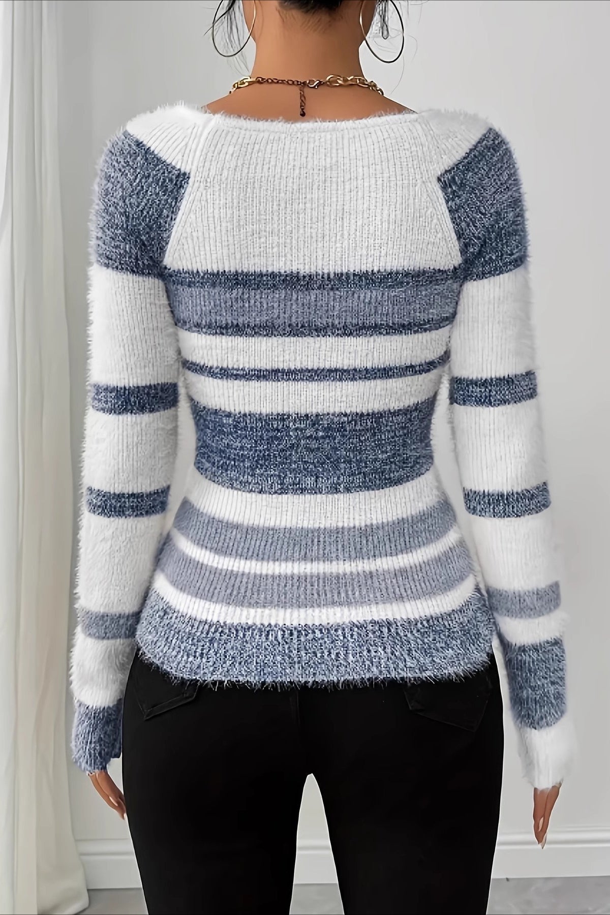 Casual Stripe Color Block Sweater Secondary image