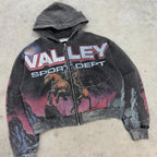 Gothic Print Zipper Hoodie