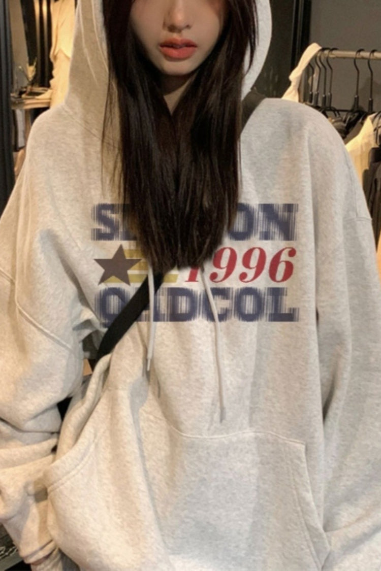 Retro Letter Print Hoodie Secondary image