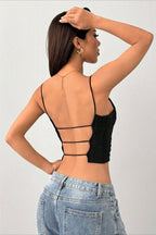 Backless Spaghetti Strap Fitted Crop Top