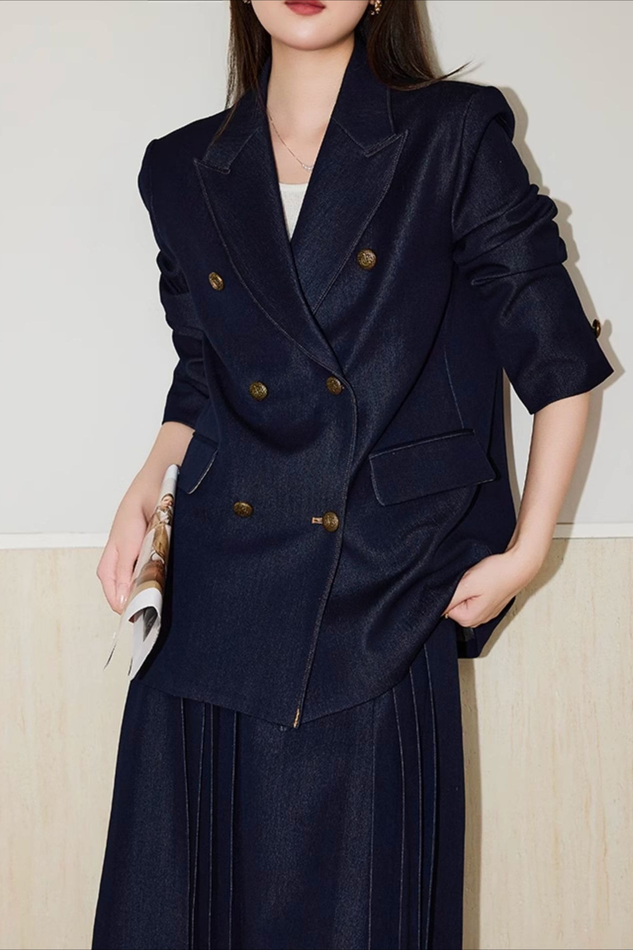 Vintage Inspired Twill Detail Blazer Secondary image