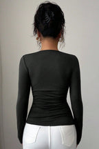 Cutout Shoulder Draped Long Sleeved T-shirts