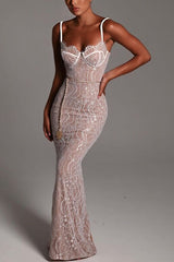 Sexy Lace Strappy Off-Shoulder Maxi Formal Dress