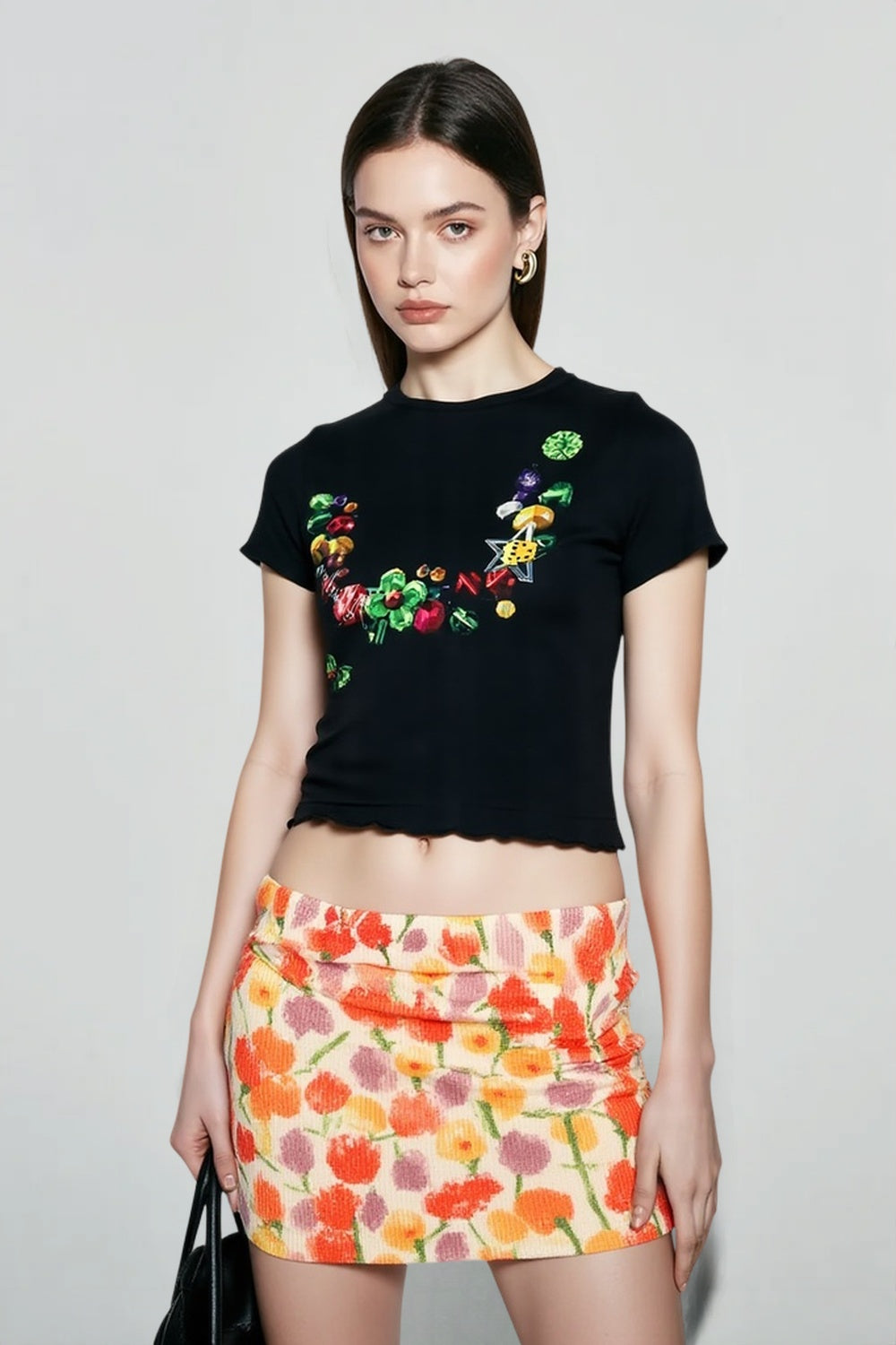 Colorful Floral Sequin Vacation Skirt Main image