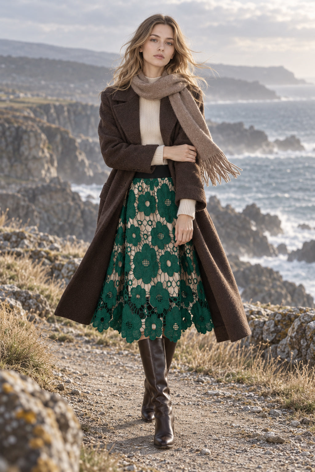 Elegant Flower Hollow Out Lace Skirts