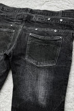 Gothic Distressed Double Waist Flare Jeans